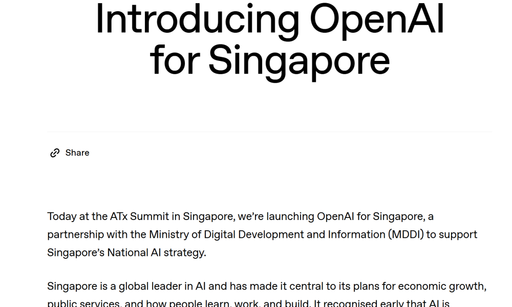OpenAI Opens First Overseas AI Lab in Singapore With $234M Commitment