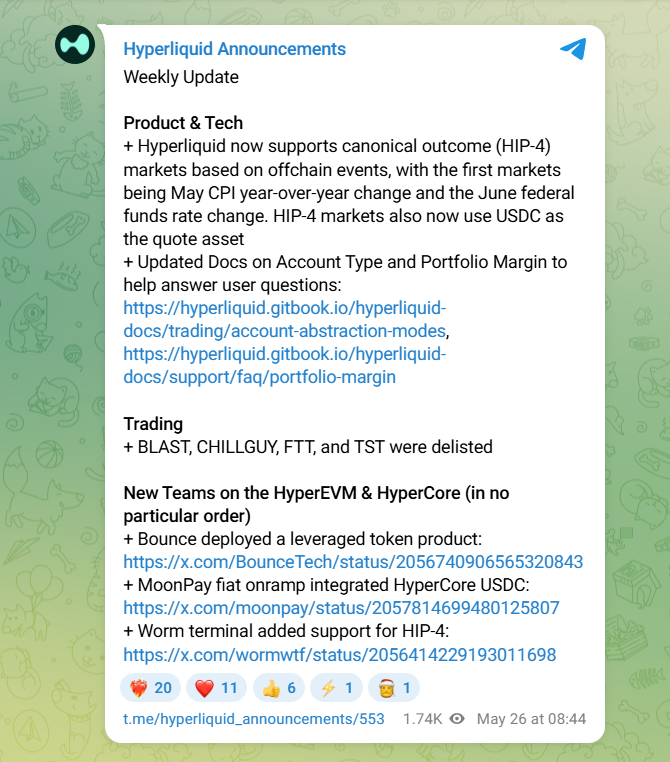 Hyperliquid Launches Prediction Markets for Offchain Events