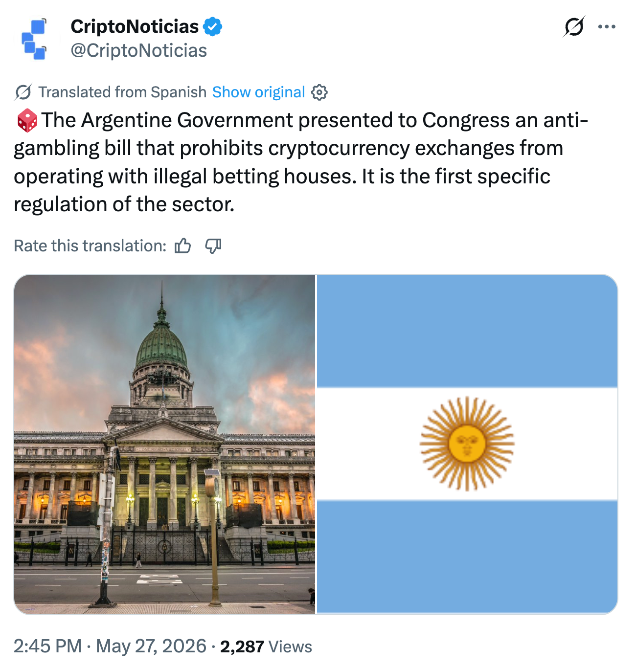 Argentina Bill Targets Crypto Payments for Online Betting