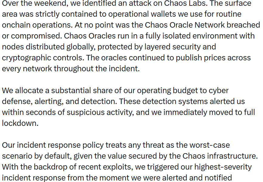 Chaos Labs Rotates Keys After Suspected Nation-State Crypto Attack