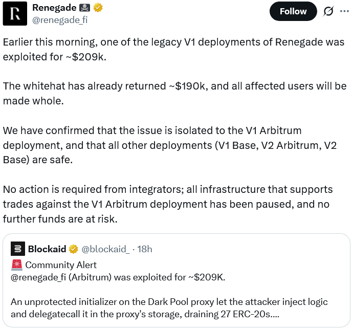Whitehat Returns $190K to Renegade After Hacking Them