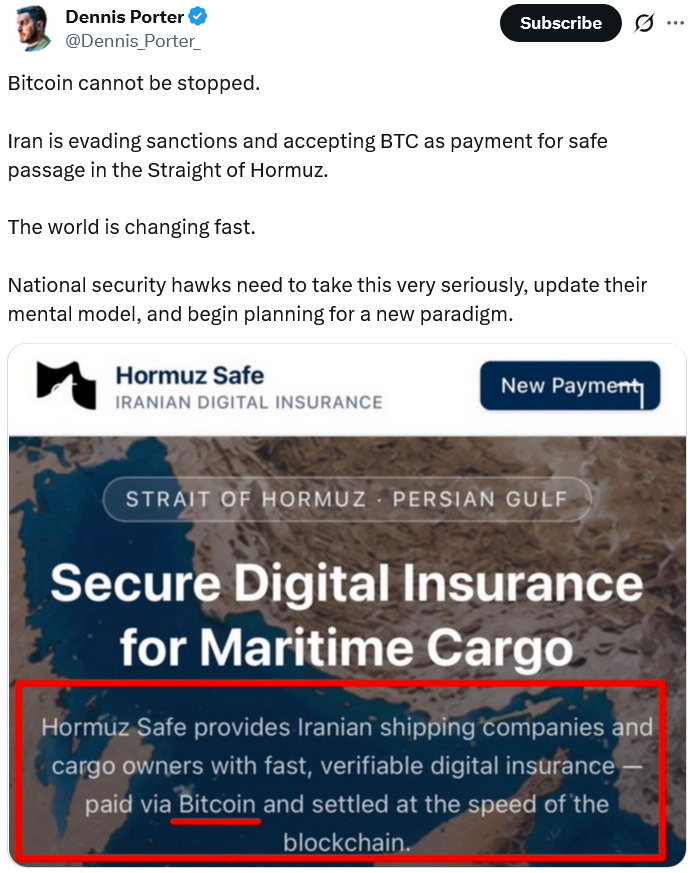 Iran Reportedly Mulls Strait of Hormuz Toll Platform Paid in Bitcoin