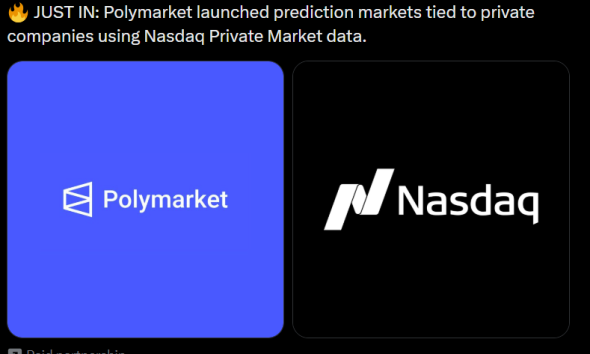 Polymarket Partners With Nasdaq to Launch Private Company Prediction Markets