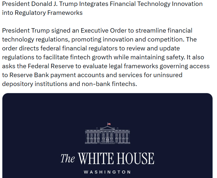 Trump Orders a Review Into Banking Barriers for Fintech Firms