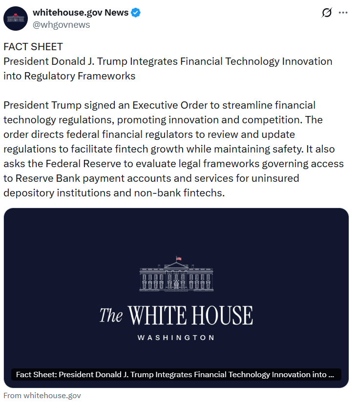 Trump Orders a Review Into Banking Barriers for Fintech Firms