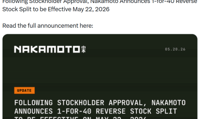 Nakamoto Reverse Stock Split as it Faces Nasdaq Delisting