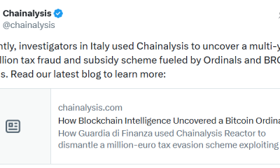 Digital Assets Like Ordinals Used in Tax Evasion Schemes: Chainalysis