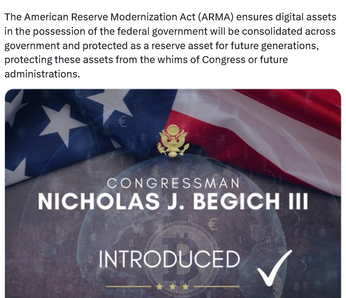US Lawmakers Introduce New Bitcoin Reserve Bill