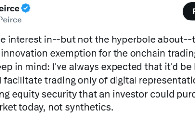 SEC’s Peirce Clarifies Tokenized Stock Exemption