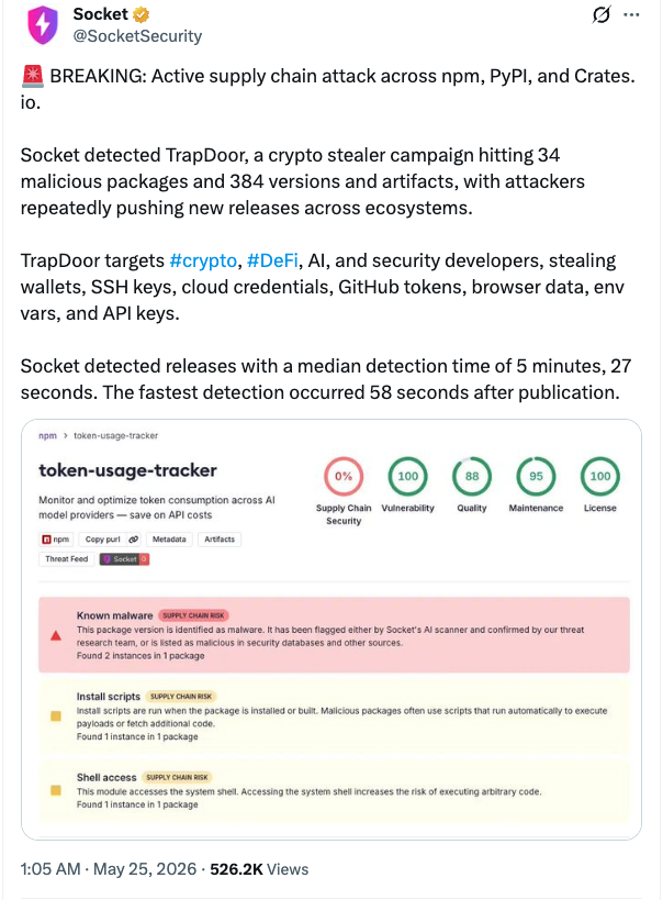 TrapDoor Malware Targets Crypto Developer Tools
