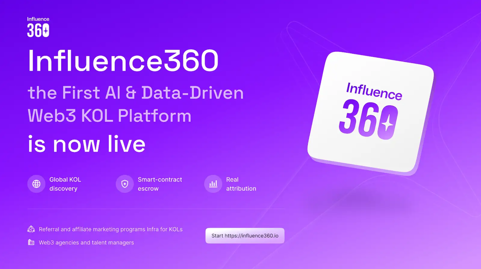 Influence360 launches as the first AI & data-driven Web3 KOL platform with global KOL coverage and real attribution