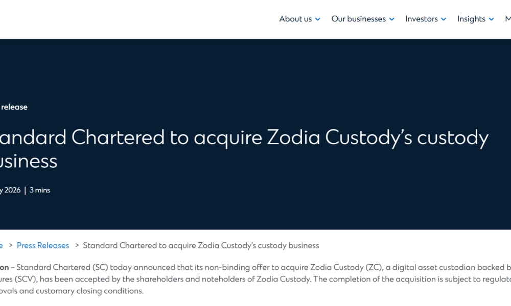 Standard Chartered to Absorb Zodia Custody, Spin Out Zodia Solutions
