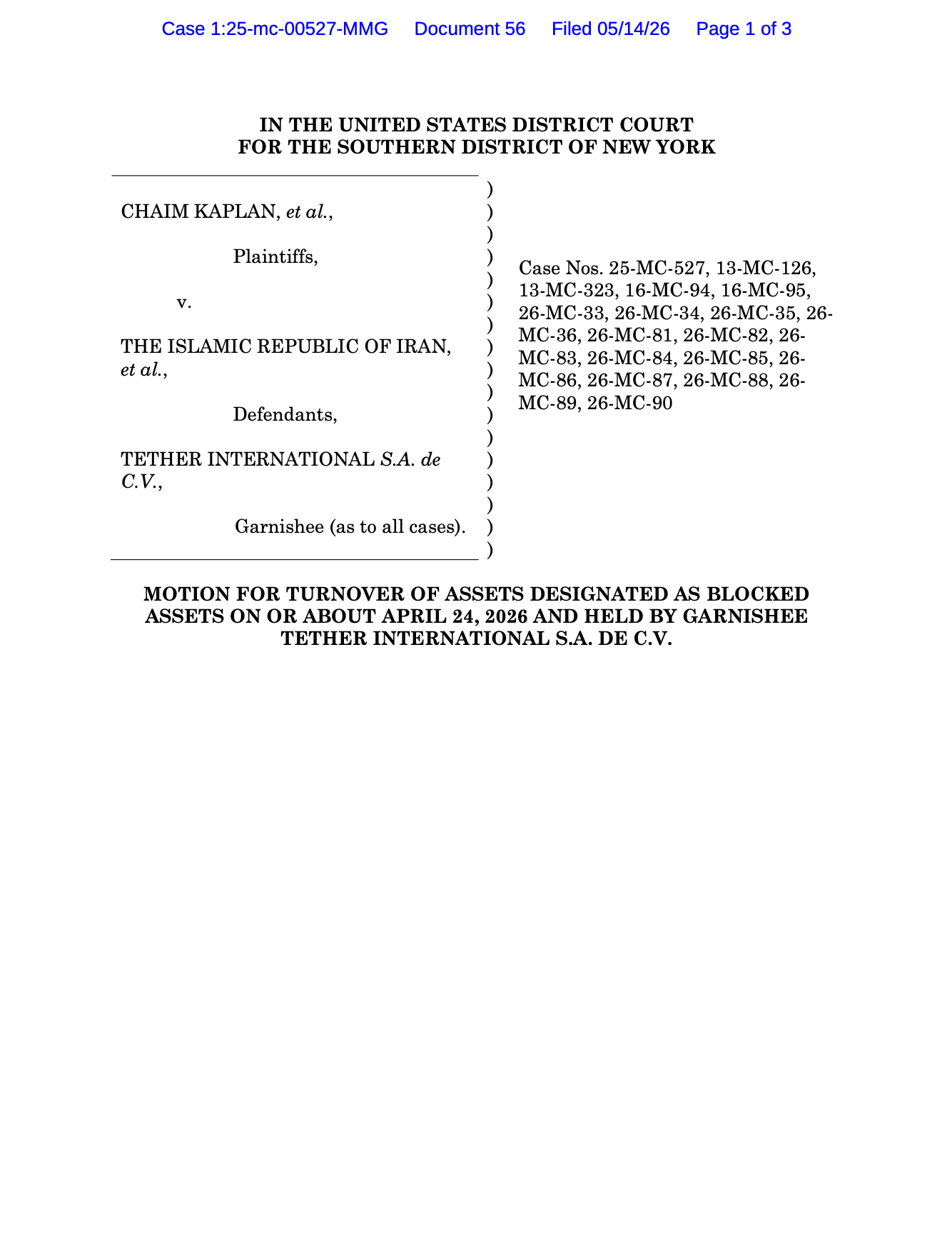 US-Based Law Firm Files New Motion Demanding Redistribution of $344M in USDt