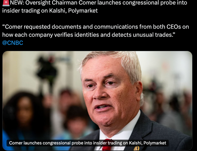 US House Lawmakers Launch Probe into Kalshi, Polymarket Insider Trading