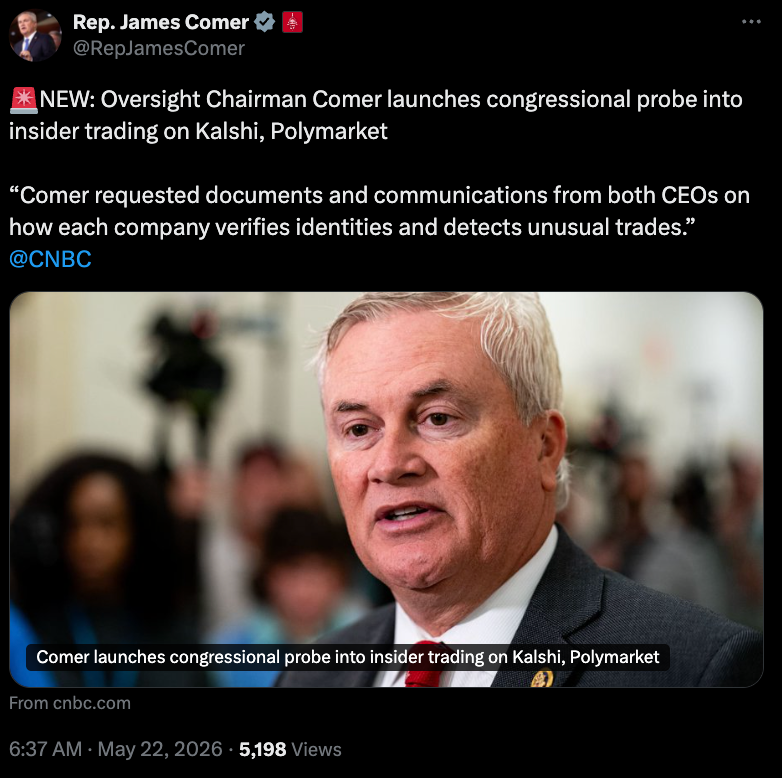 US House Lawmakers Launch Probe into Kalshi, Polymarket Insider Trading