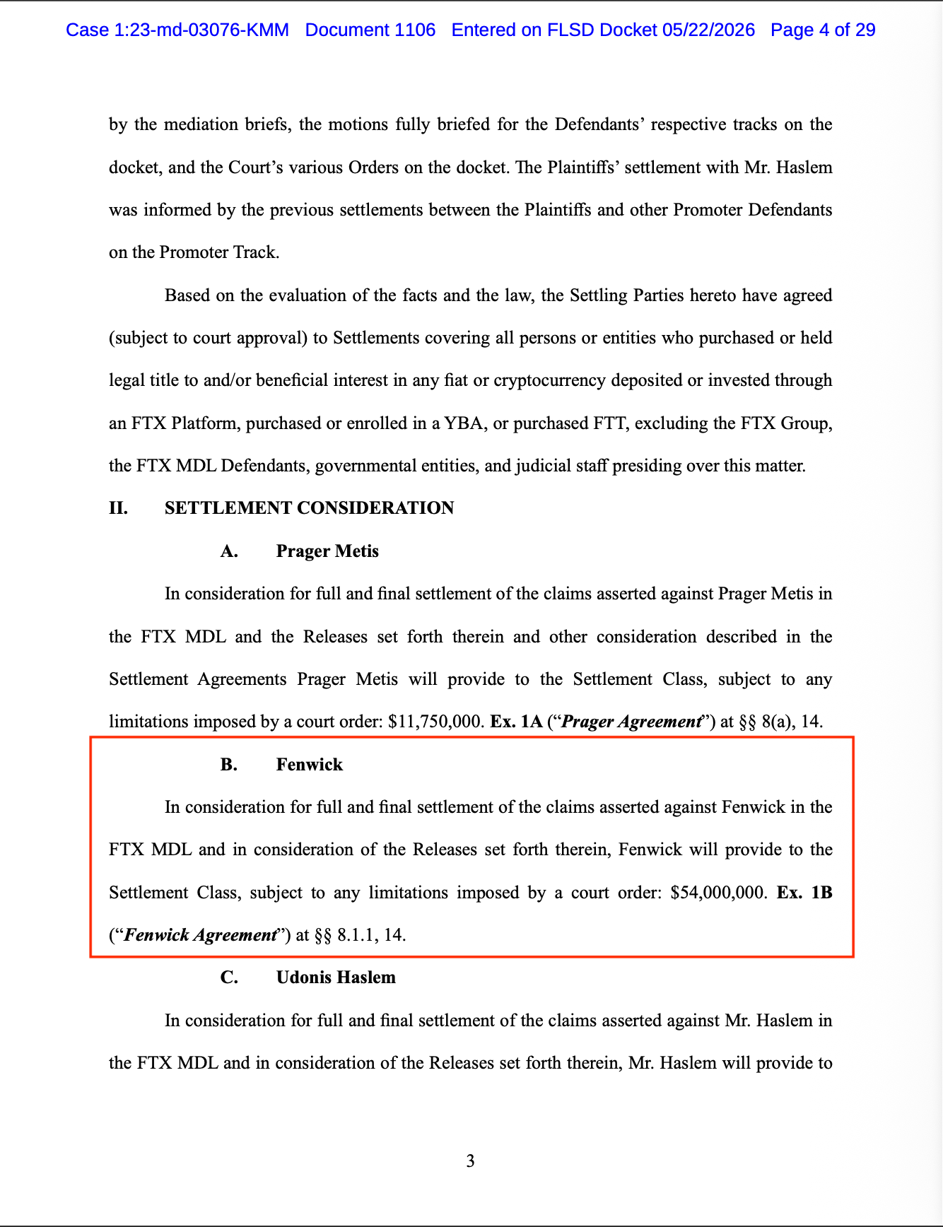 Former FTX Legal Advisor Fenwick & West Settles Lawsuit for $54M