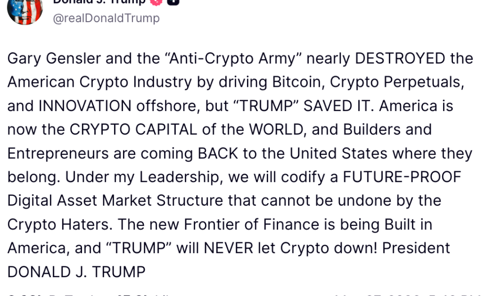 Trump Claims he can ‘Future Proof’ Crypto Regulation with CLARITY Act