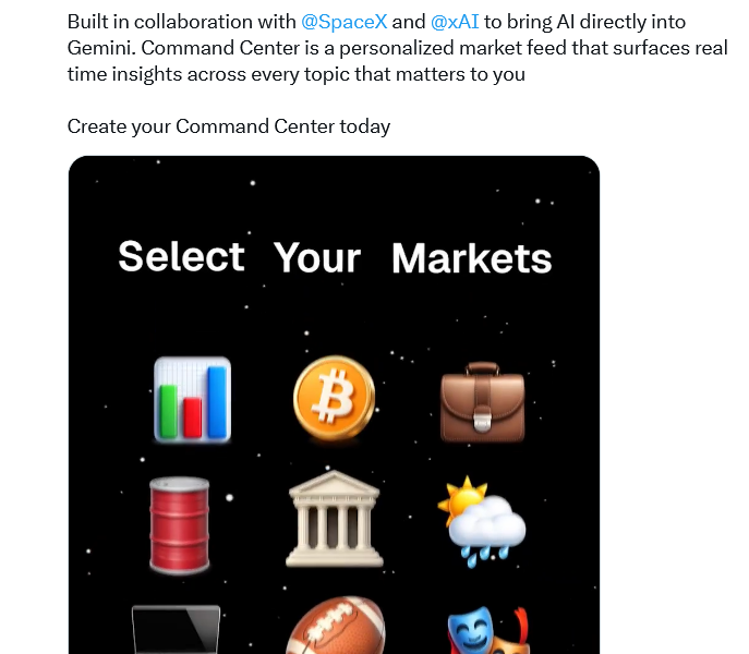 Gemini Taps Grok for Custom AI-Powered Prediction Markets