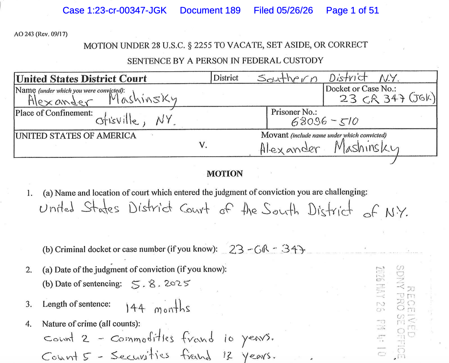 Ex-Celsius CEO Files Motion to Vacate Sentence after Lawyers Withdraw