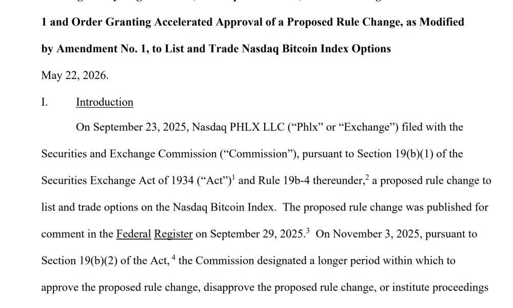 SEC Approves Nasdaq Bitcoin Index Options