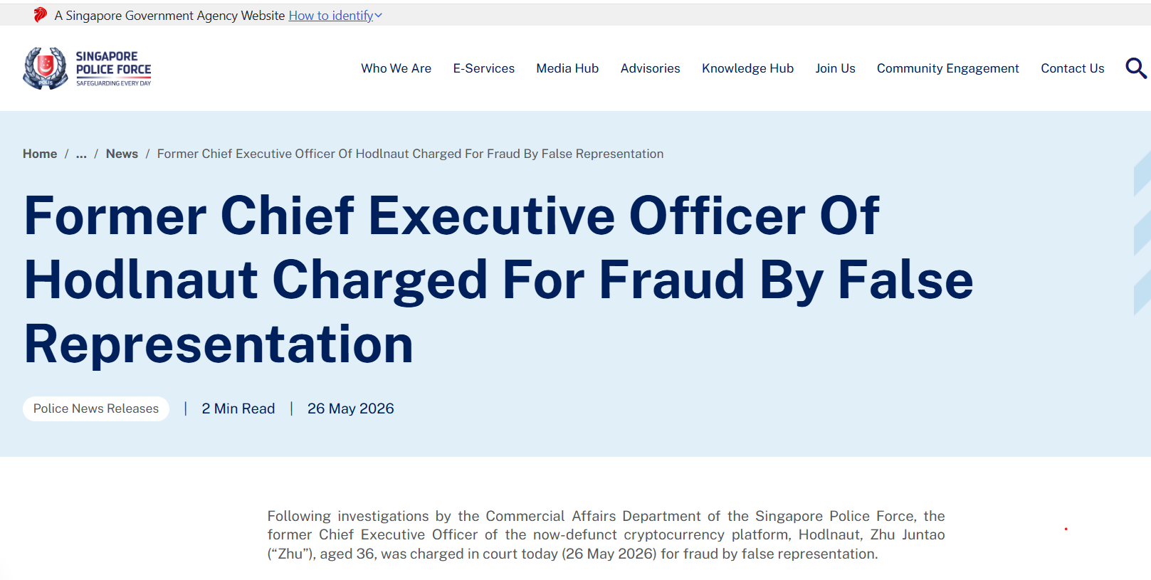 Former Hodlnaut CEO Charged in Singapore Over Terra Collapse Claims