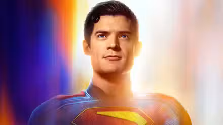 David Corenswet as Superman on the poster for the James Gunn film.