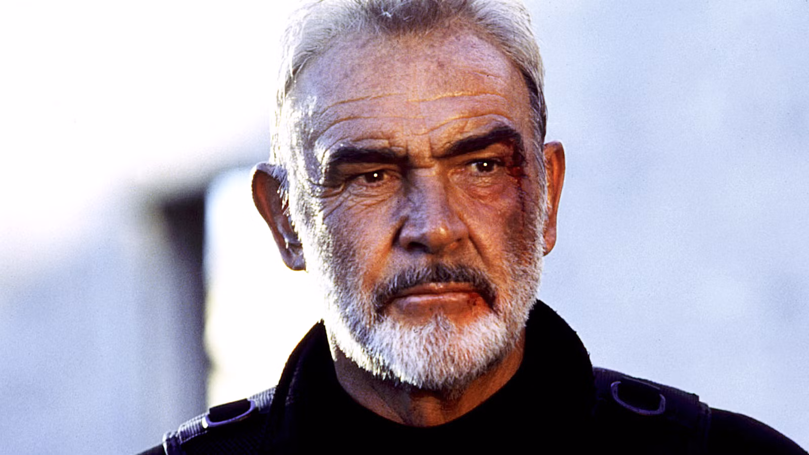 Sean Connery with a cut down his face in 'The Rock'