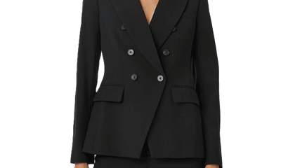 black double-breasted suit