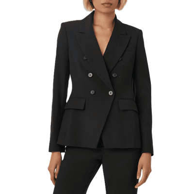 black double-breasted suit