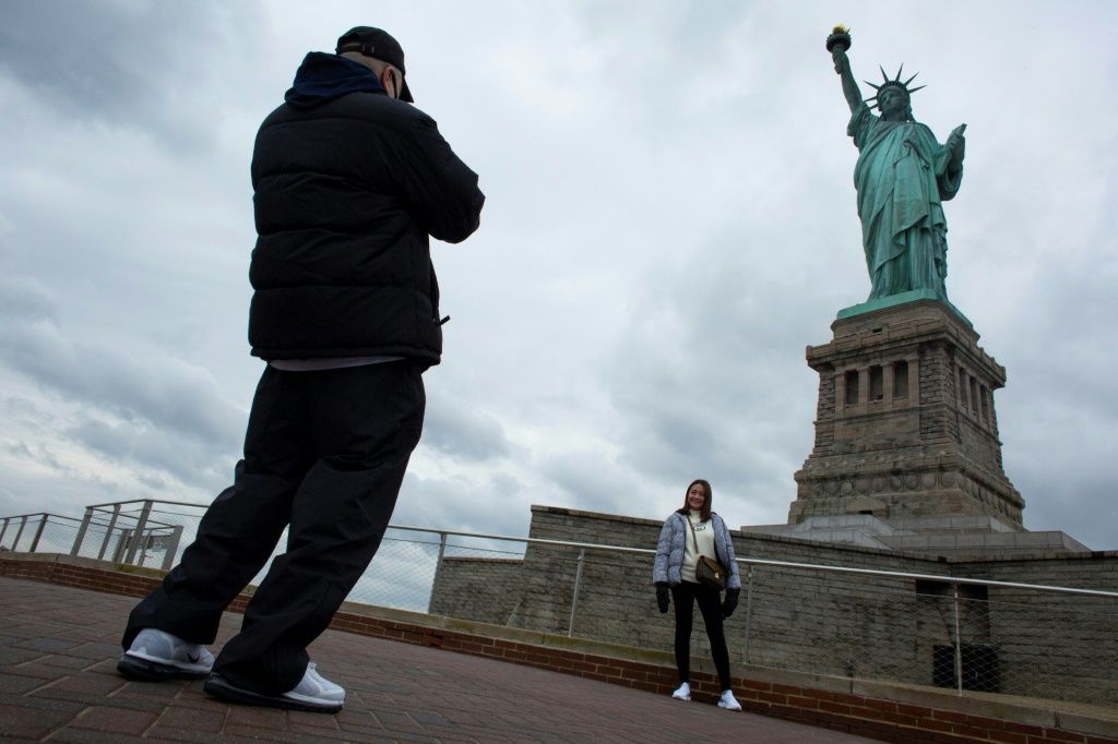Visitors at the Statue of Liberty