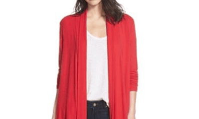 red waterfall cardigan
