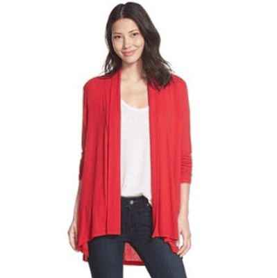 red waterfall cardigan
