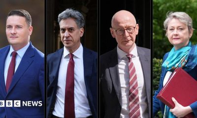 Wes Streeting, Ed Miliband, Pat McFadden and Yvette Cooper all wearing suits and looking serious