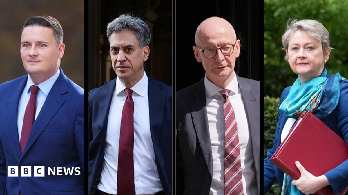 Wes Streeting, Ed Miliband, Pat McFadden and Yvette Cooper all wearing suits and looking serious