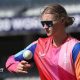 Charlie Dean prepares to bowl during England training on Tuesday