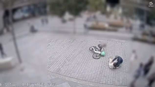 CCTV captured the moment Jane Ouartsi was walking in central London in August 2023 when she was hit by a boy, understood to be around ten years old