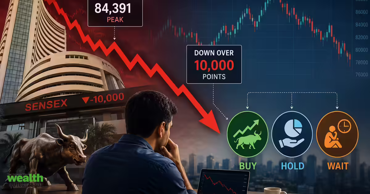 Sensex down over 10K points from Dec peak. Should MF investors buy the dip, hold positions, or wait on sidelines?