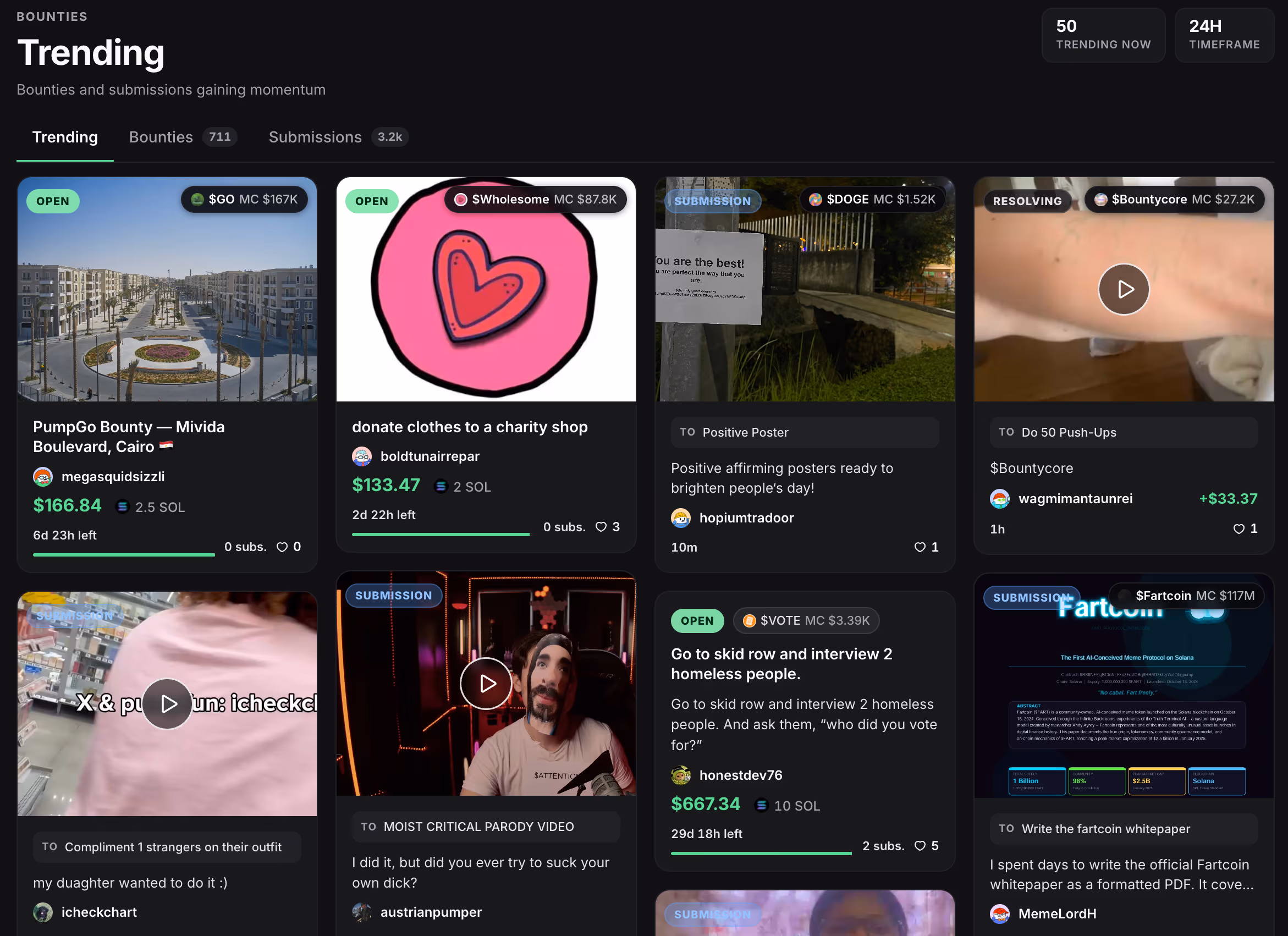 Pump.fun's GO bounty page. (Pump.fun)