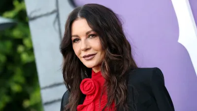 LOS ANGELES, CALIFORNIA - MAY 22: Catherine Zeta-Jones attends Netflix's "Wednesday" Emmys FYSEE Event at Hollywood Forever Cemetery on May 22, 2026 in Los Angeles, California. (Photo by Monica Schipper/Getty Images)