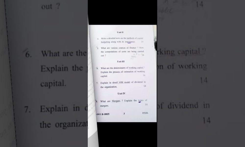 Cdlu || financial management|| MBA 2nd semester || last year question paper || 2022 || #shorts