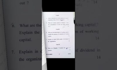Cdlu || financial management|| MBA 2nd semester || last year question paper || 2022 || #shorts