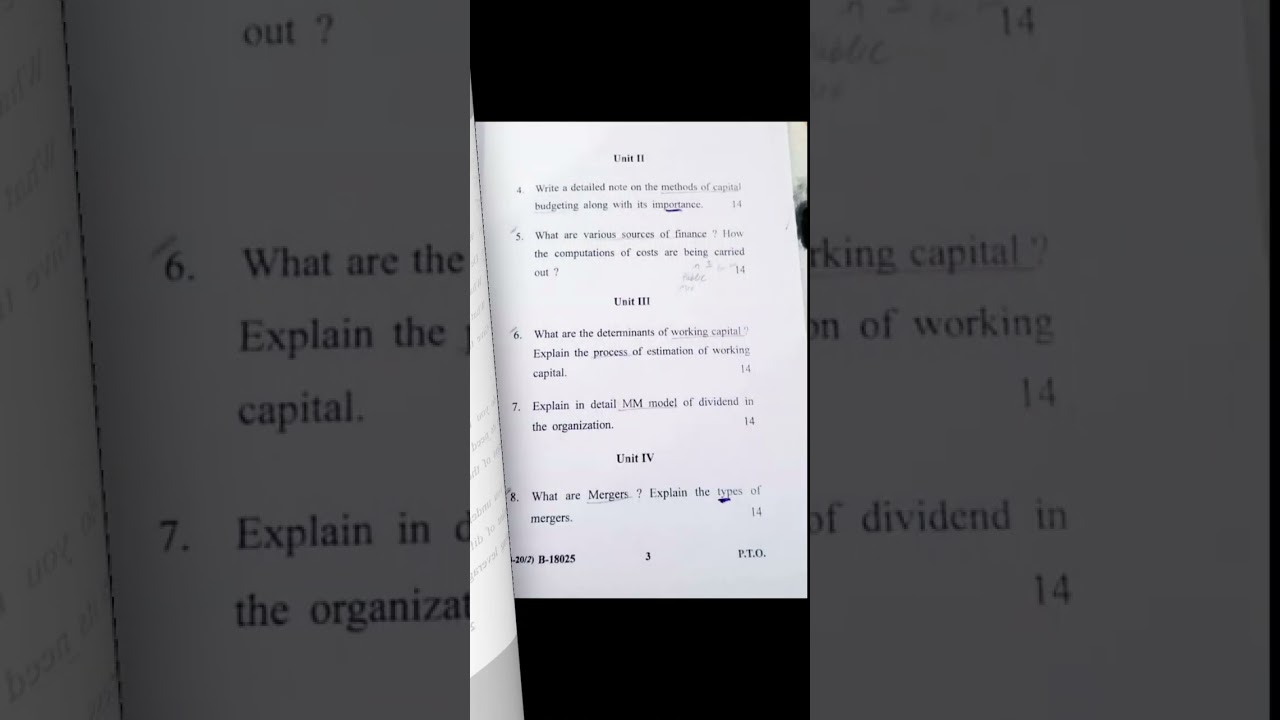 Cdlu || financial management|| MBA 2nd semester || last year question paper || 2022 || #shorts