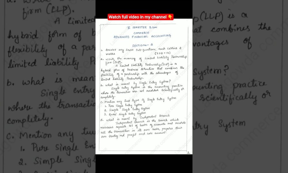 Advance Financial Accounting (AFA)2026 #exampreparation #importantquestions with answers#2ndsembcom