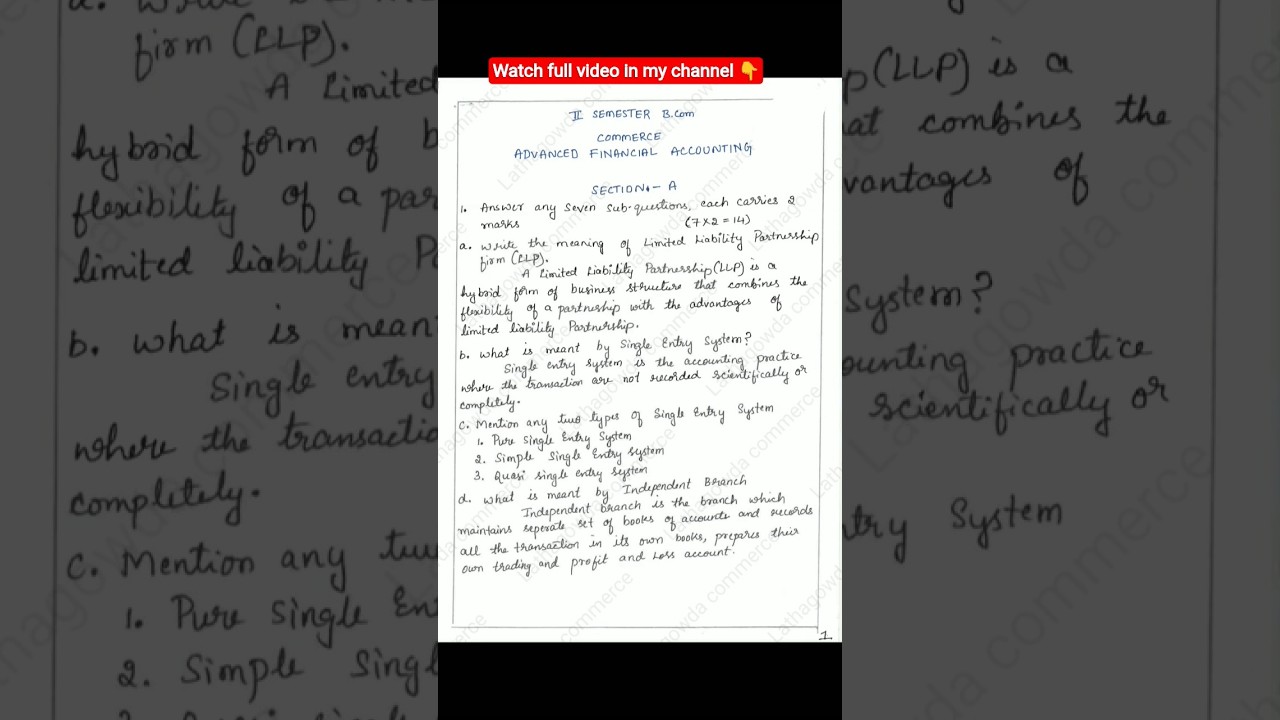 Advance Financial Accounting (AFA)2026 #exampreparation #importantquestions with answers#2ndsembcom