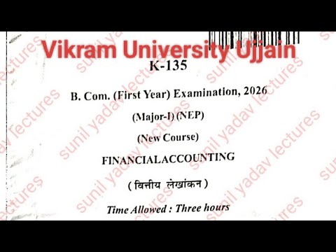 Bcom first year financial accounting major 1st paper 2026,bcom 1st year financial accounting paper
