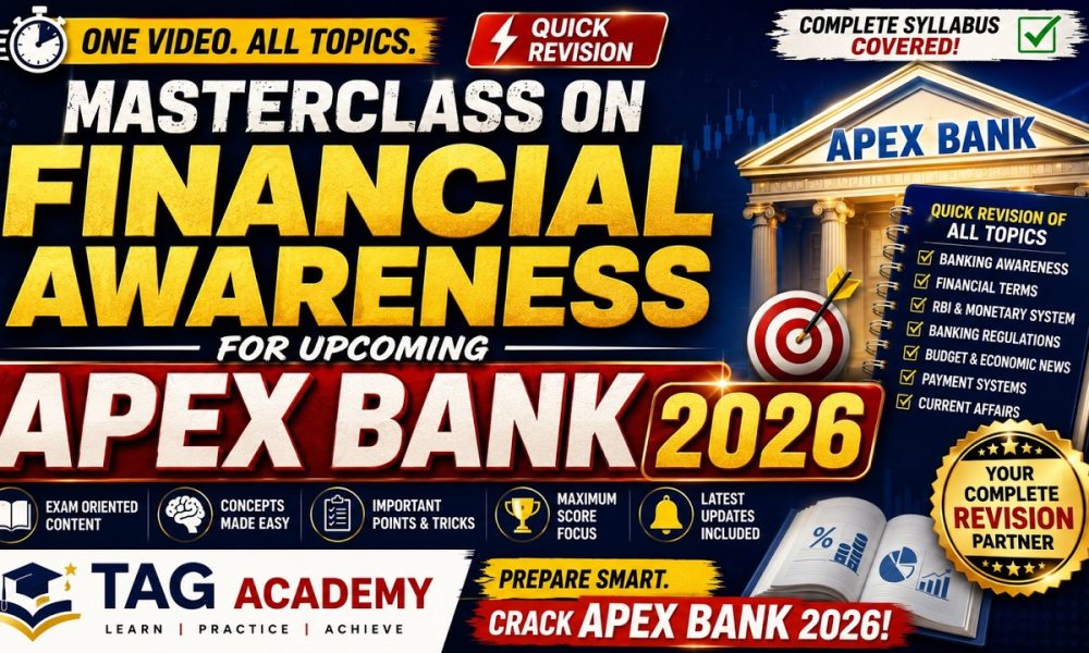 Financial Awareness Masterclass for Apex Bank 2026 | One Shot Revision | Most Expected Topics