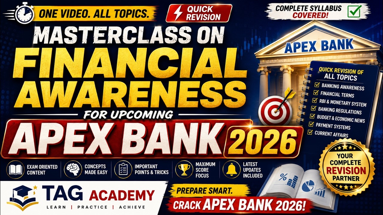 Financial Awareness Masterclass for Apex Bank 2026 | One Shot Revision | Most Expected Topics