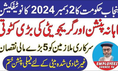 Pension Reforms | 2 Dec 2024 Notification | Big Financial Loss to Punjab Government Employees