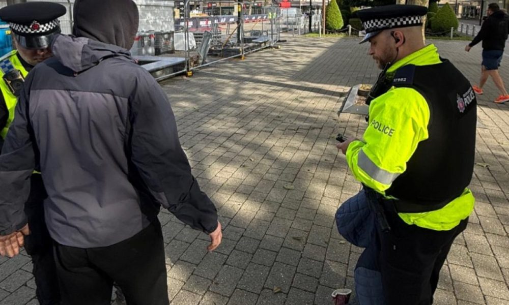 Police officers conduct stop and searches ahead of IRONMAN