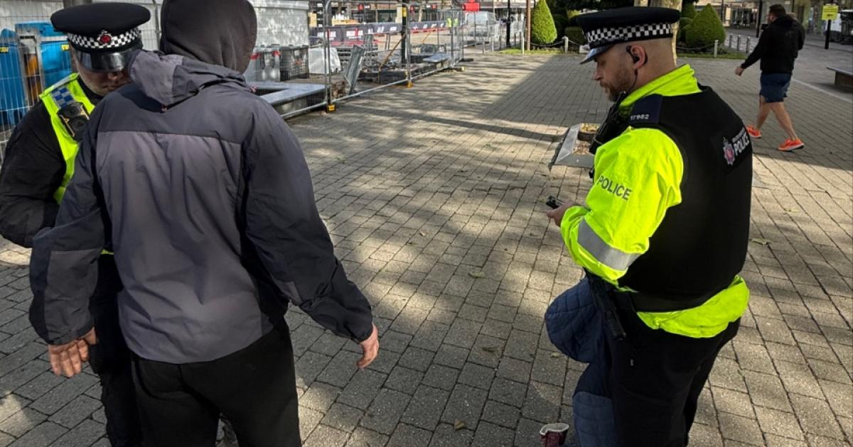 Police officers conduct stop and searches ahead of IRONMAN